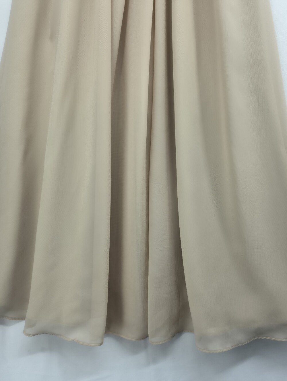 Lavetir Nude Beige Pleated Flutter Sleeve Formal Gown Side Slit Pockets NWT - Picture 7 of 16